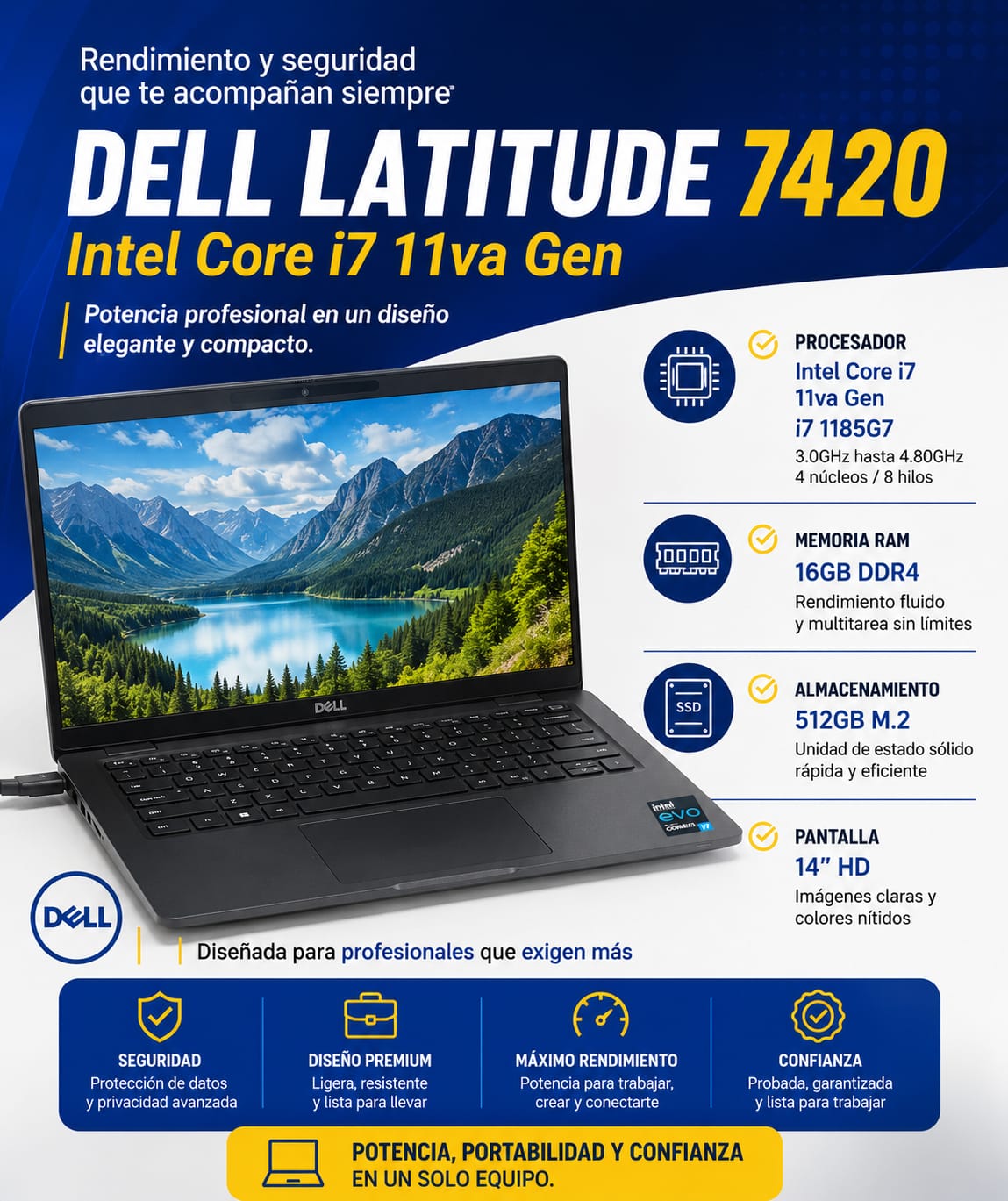 Laptop Dell latitude intel core i7 11va Gen